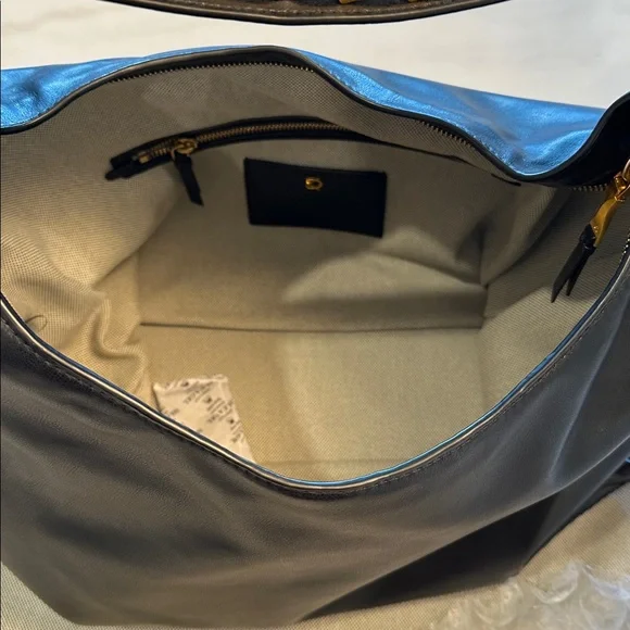 NWT Donna Karan Black Leather Shoulder Bag with Gold Chain - Picture 8 of 12